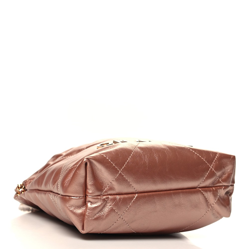 Metallic Calfskin Quilted Mini Chanel 22 Copper