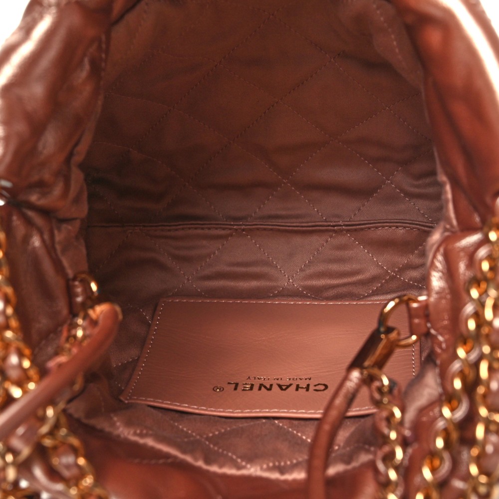 Metallic Calfskin Quilted Mini Chanel 22 Copper