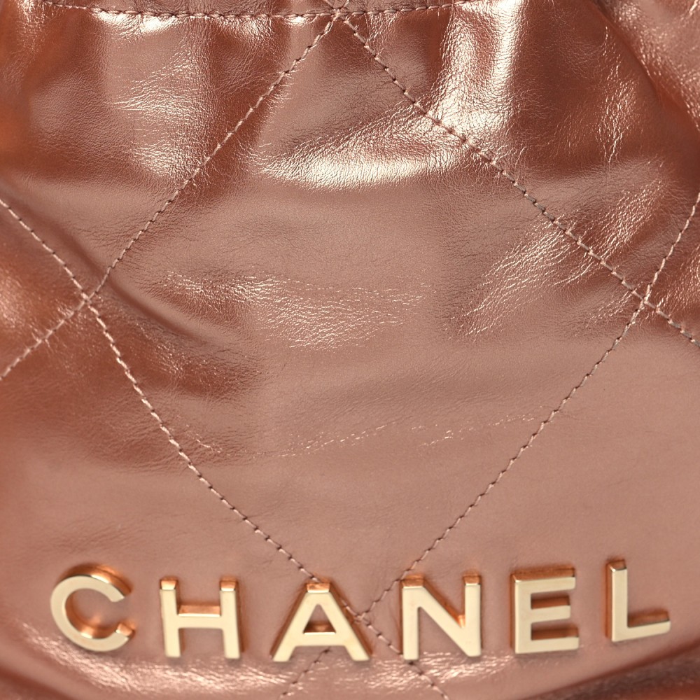 Metallic Calfskin Quilted Mini Chanel 22 Copper