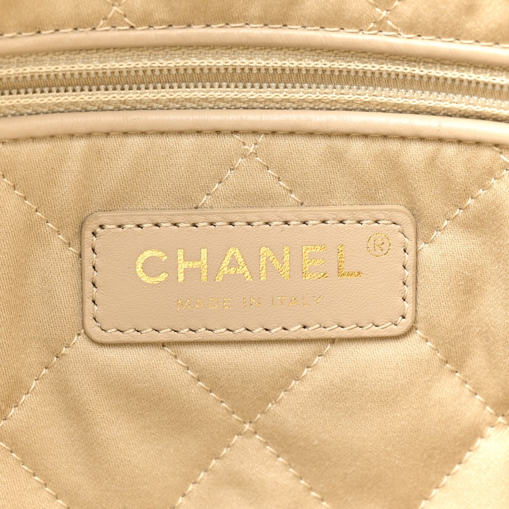 Metallic Calfskin Quilted Small Chanel 22 Light Gold