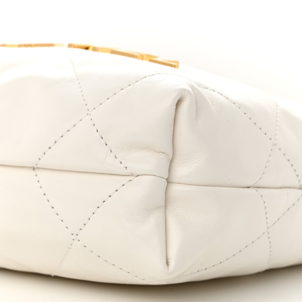 Shiny Calfskin Quilted Mini Chanel 22 White