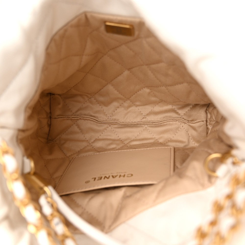 Shiny Calfskin Quilted Mini Chanel 22 White