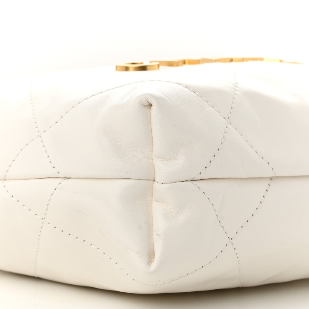 Shiny Calfskin Quilted Mini Chanel 22 White