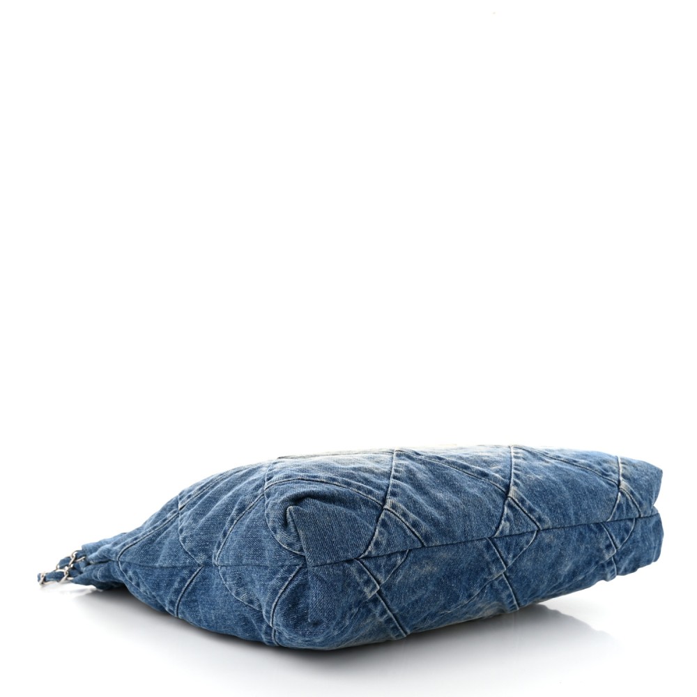 Denim Quilted Chanel 22 Blue