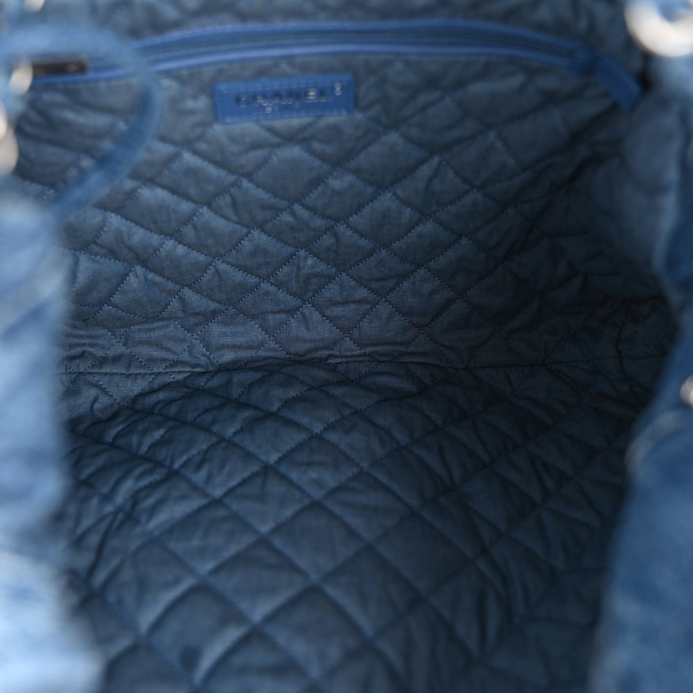 Denim Quilted Chanel 22 Blue