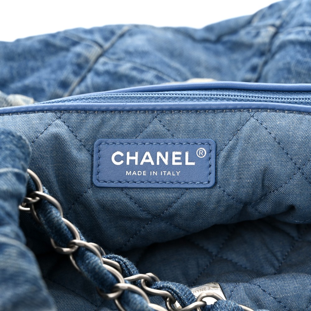 Denim Quilted Chanel 22 Blue