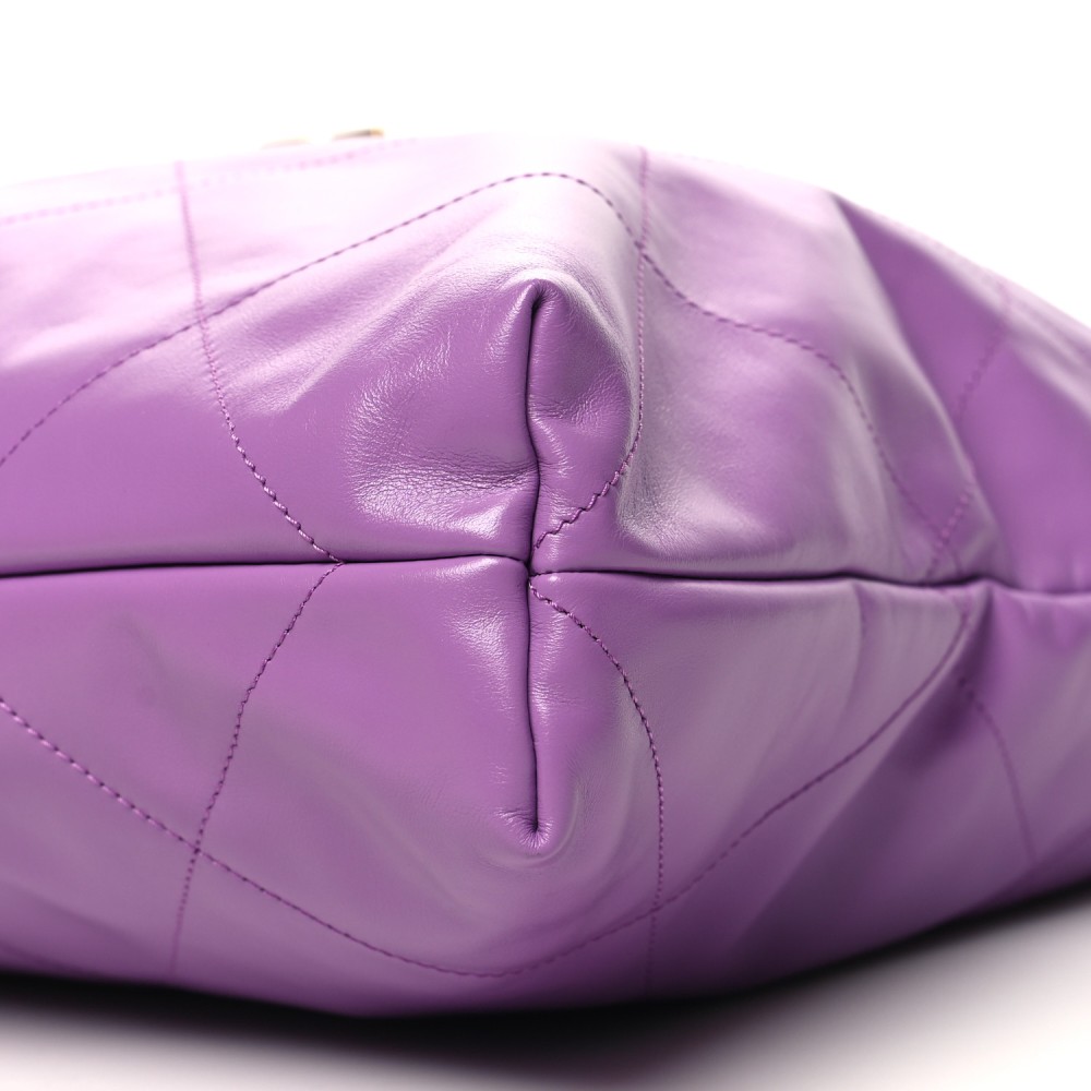 Shiny Calfskin Quilted Chanel 22 Purple