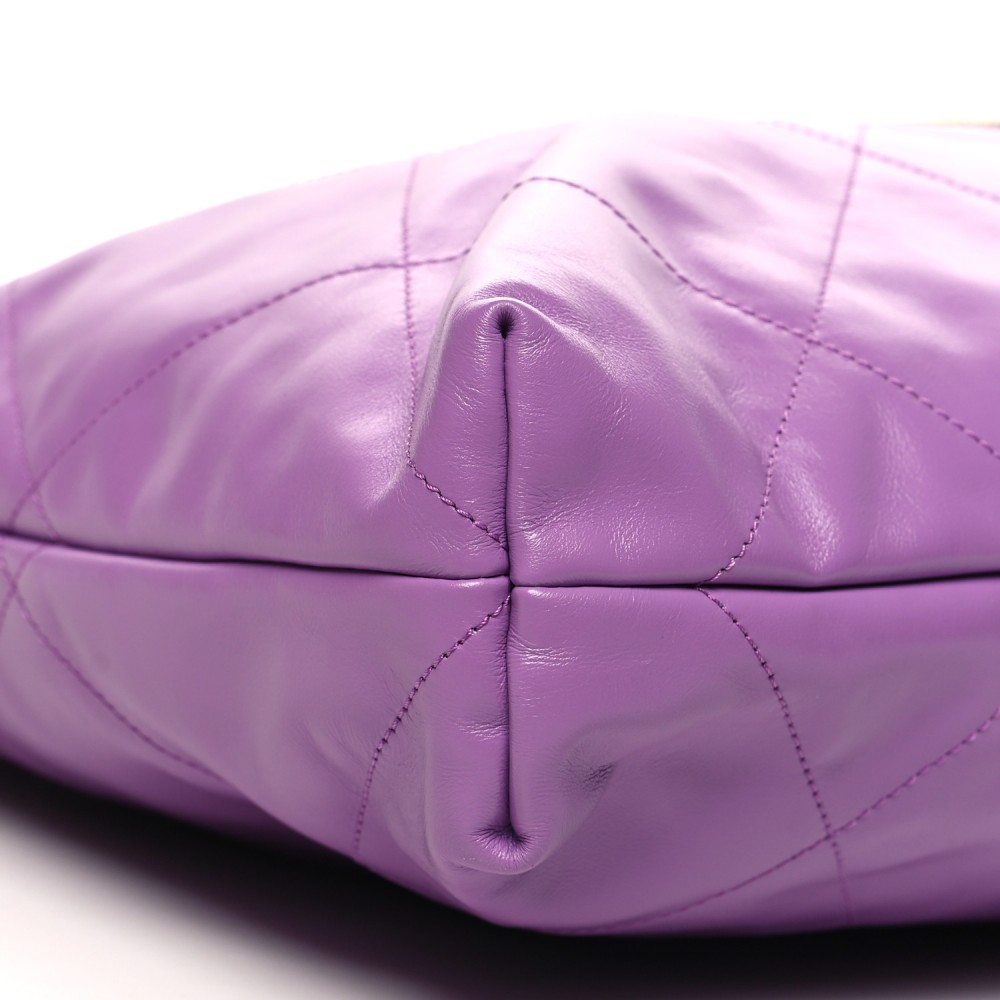 Shiny Calfskin Quilted Chanel 22 Purple