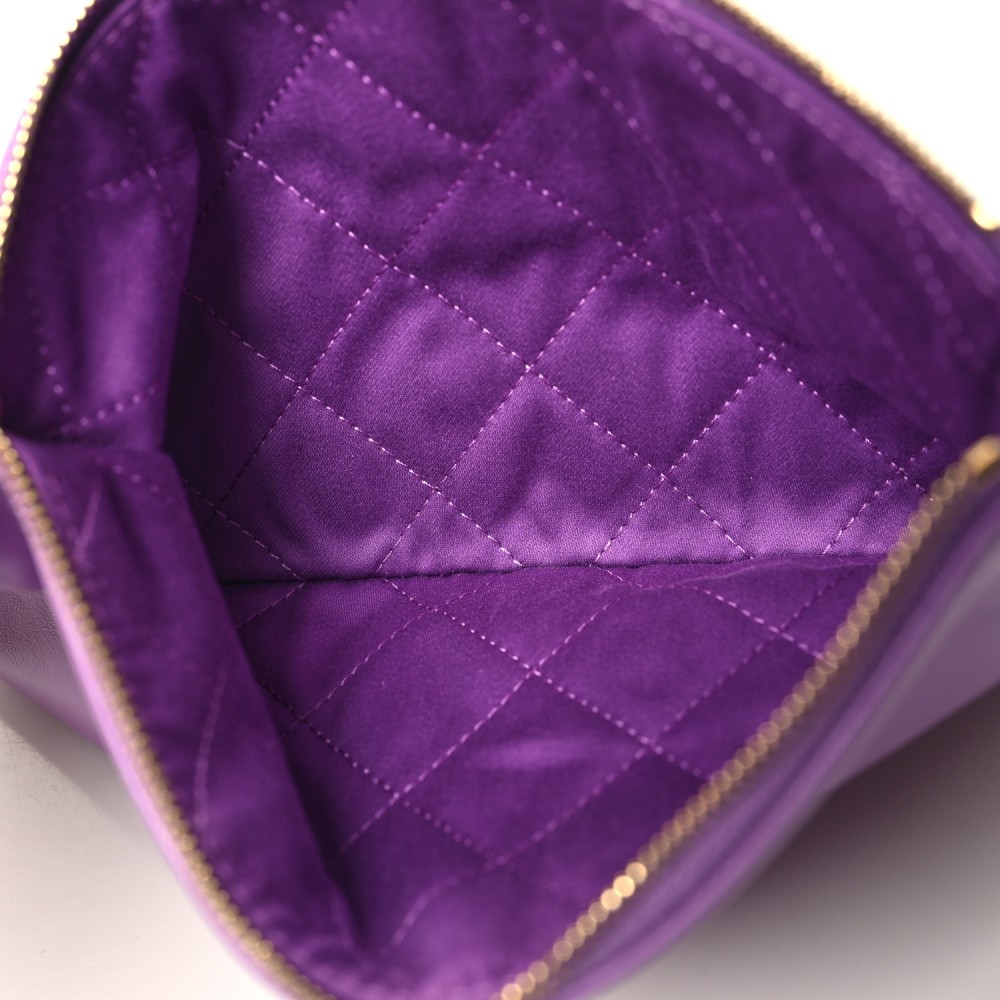 Shiny Calfskin Quilted Chanel 22 Purple