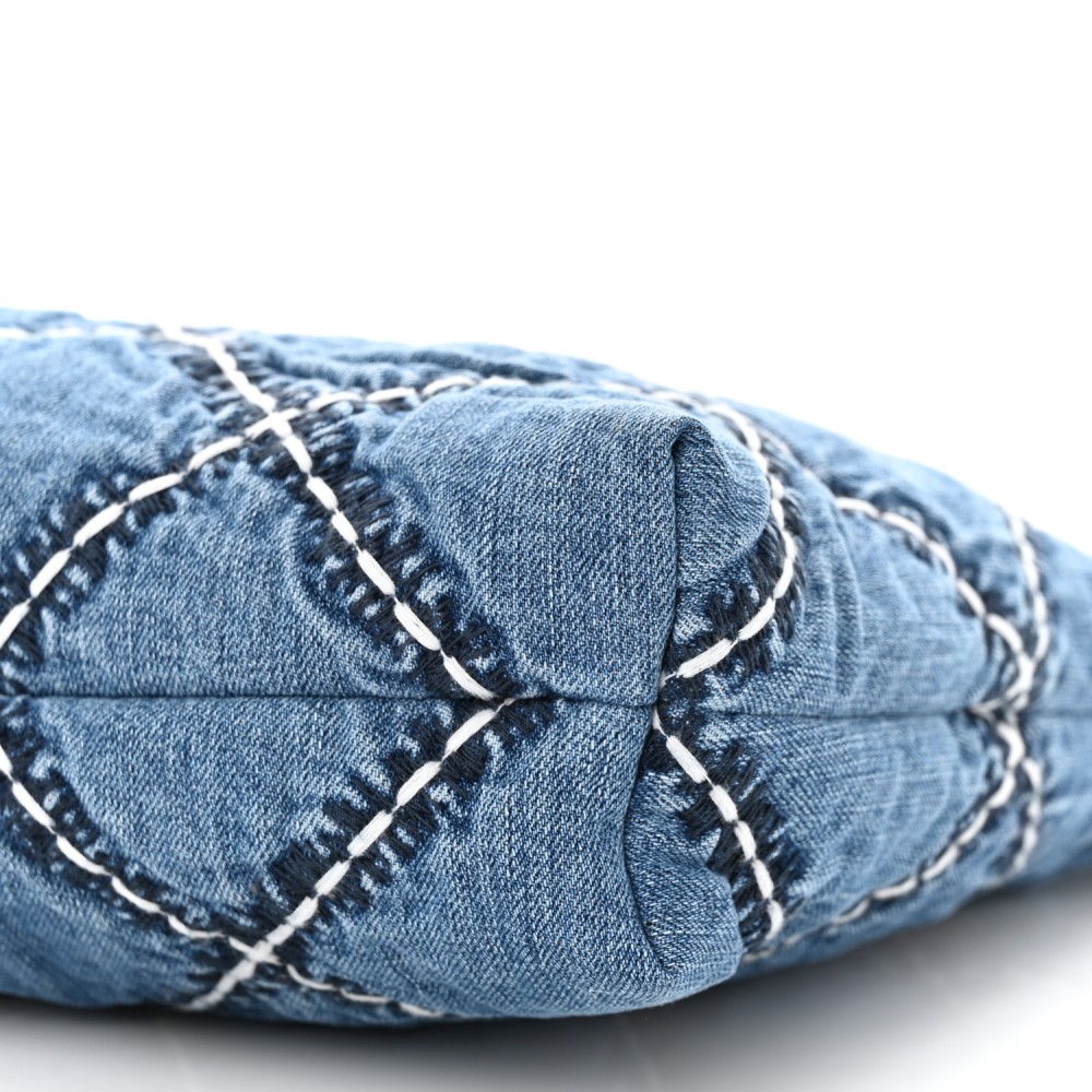 Stitched Denim Quilted Chanel 22 Blue