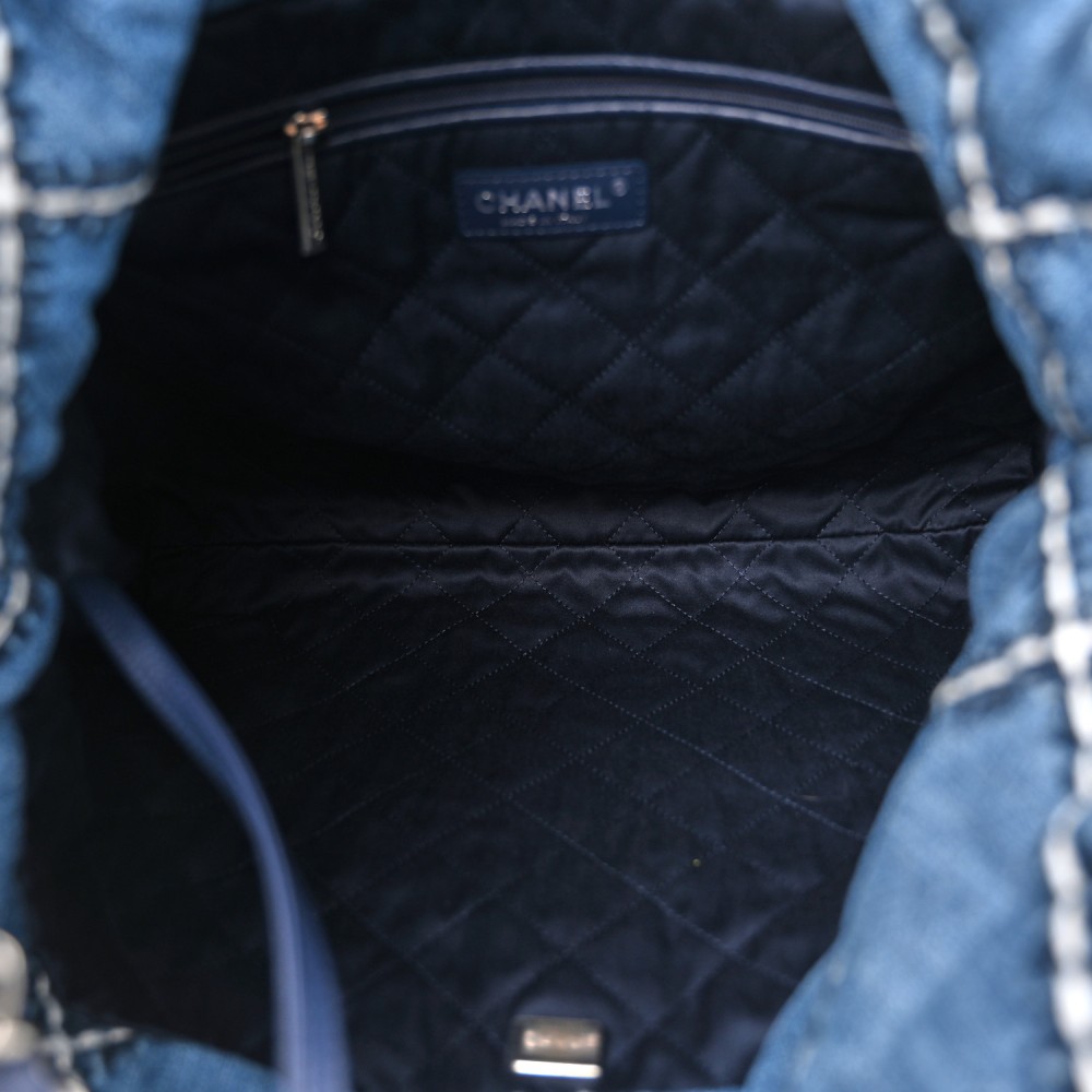 Stitched Denim Quilted Chanel 22 Blue