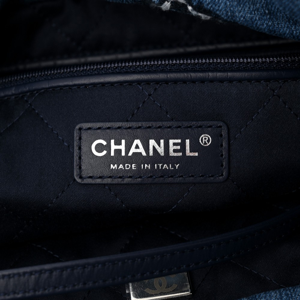 Stitched Denim Quilted Chanel 22 Blue