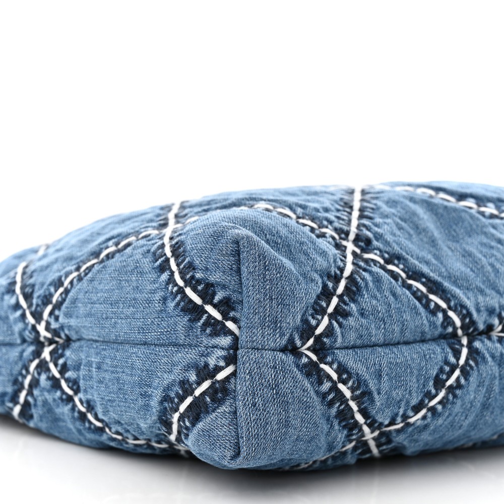 Stitched Denim Quilted Chanel 22 Blue