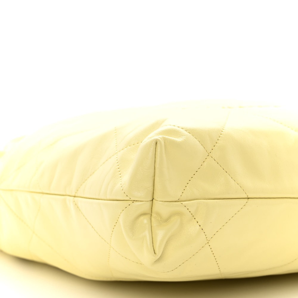 Shiny Calfskin Quilted Small Chanel 22 Light Yellow