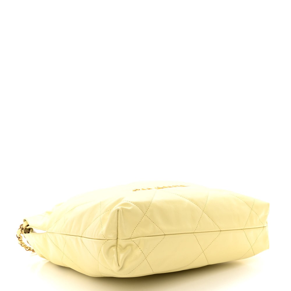 Shiny Calfskin Quilted Small Chanel 22 Light Yellow