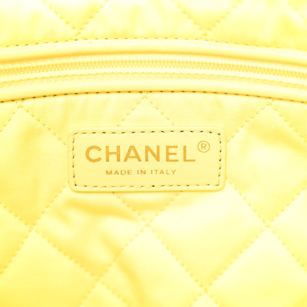 Shiny Calfskin Quilted Small Chanel 22 Light Yellow