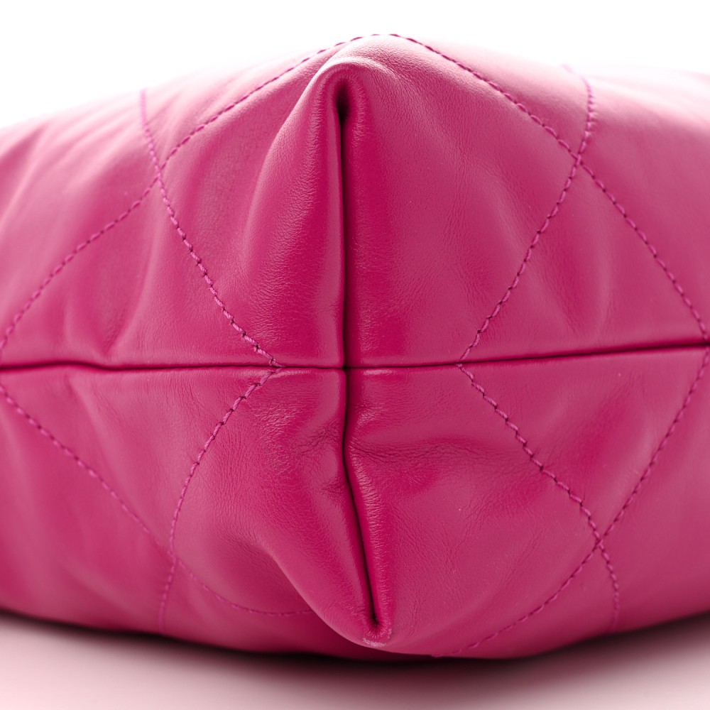 Shiny Calfskin Quilted Small Chanel 22 Fuchsia