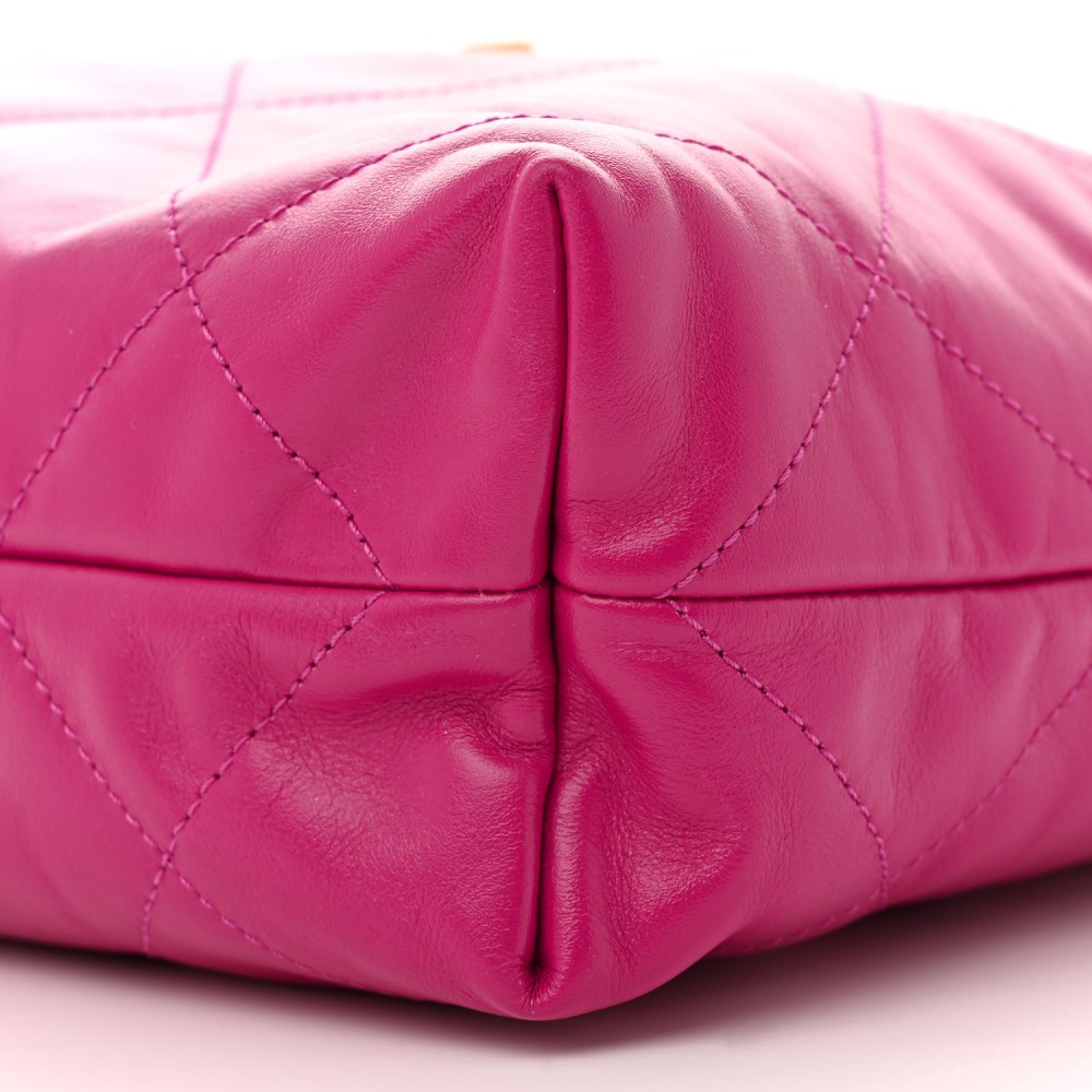 Shiny Calfskin Quilted Small Chanel 22 Fuchsia