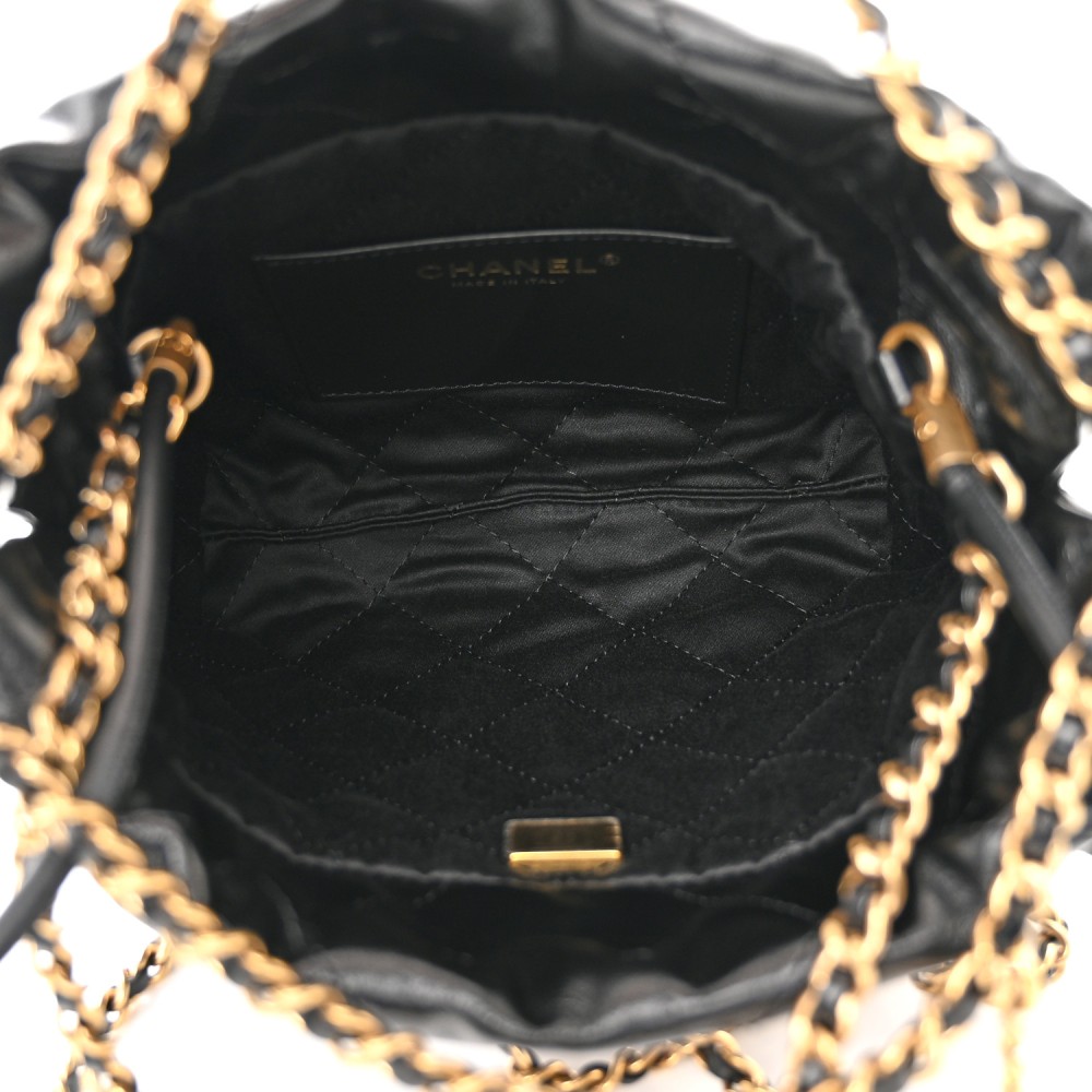 Shiny Calfskin Quilted Mini Chanel 22 Black