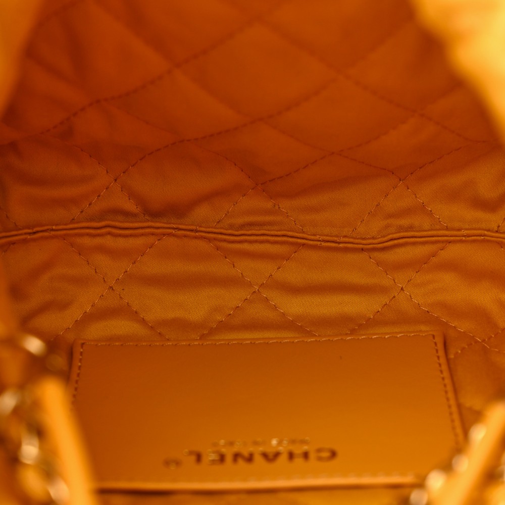 Shiny Calfskin Quilted Mini Chanel 22 Yellow