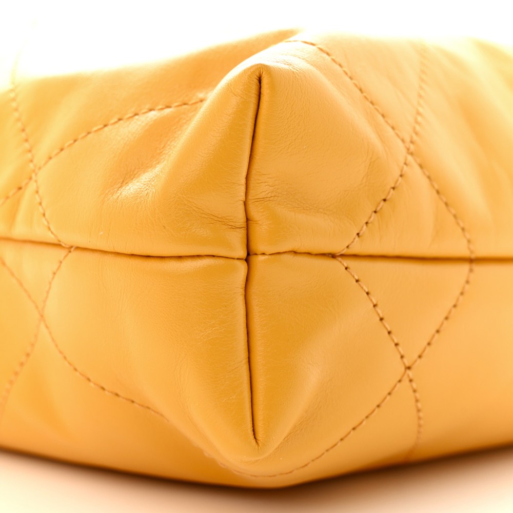 Shiny Calfskin Quilted Mini Chanel 22 Yellow