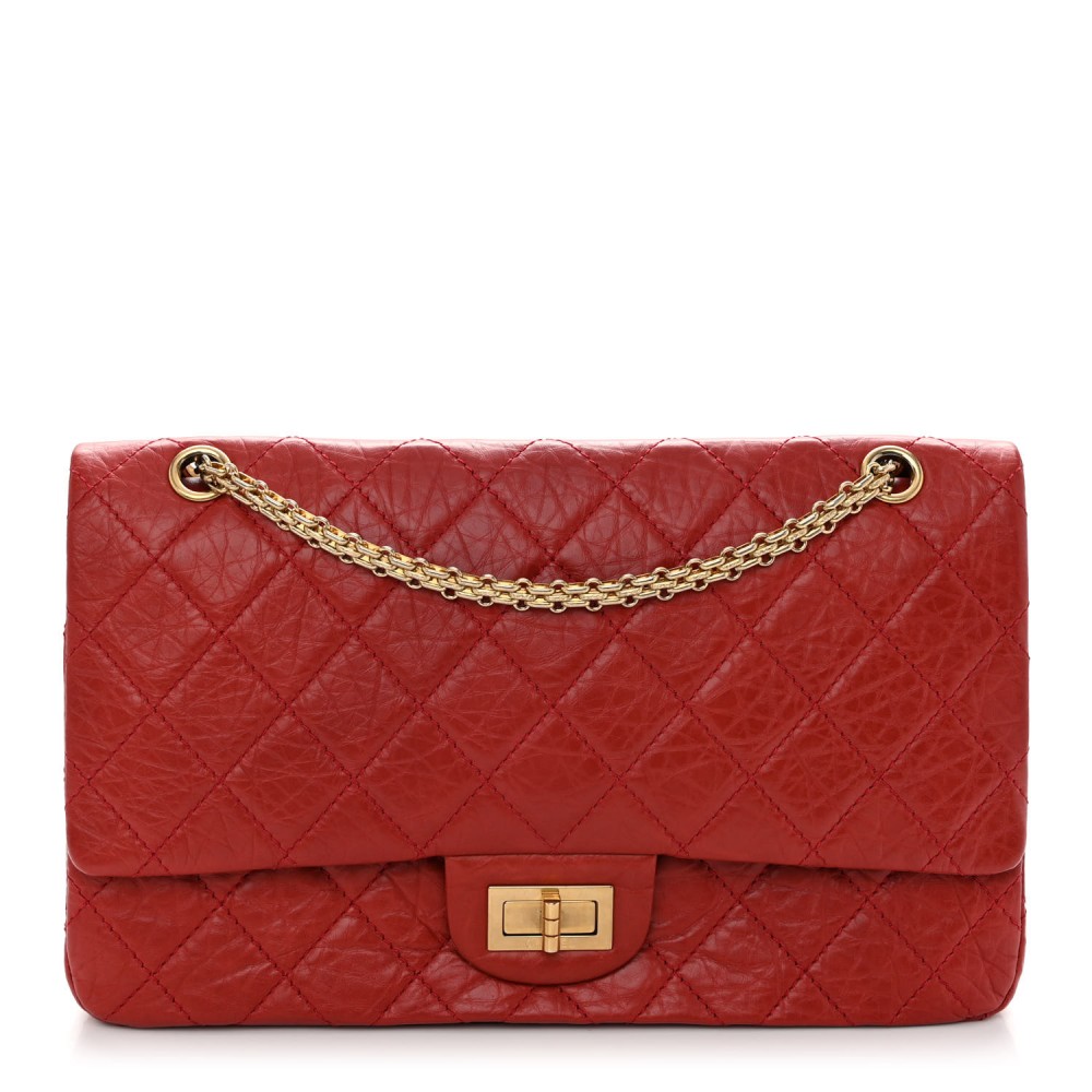 Aged Calfskin Quilted 2.55 Reissue 227 Flap Red