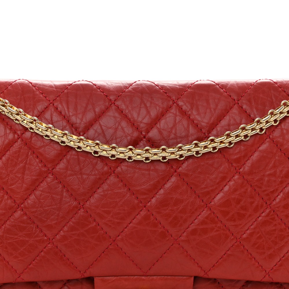 Aged Calfskin Quilted 2.55 Reissue 227 Flap Red