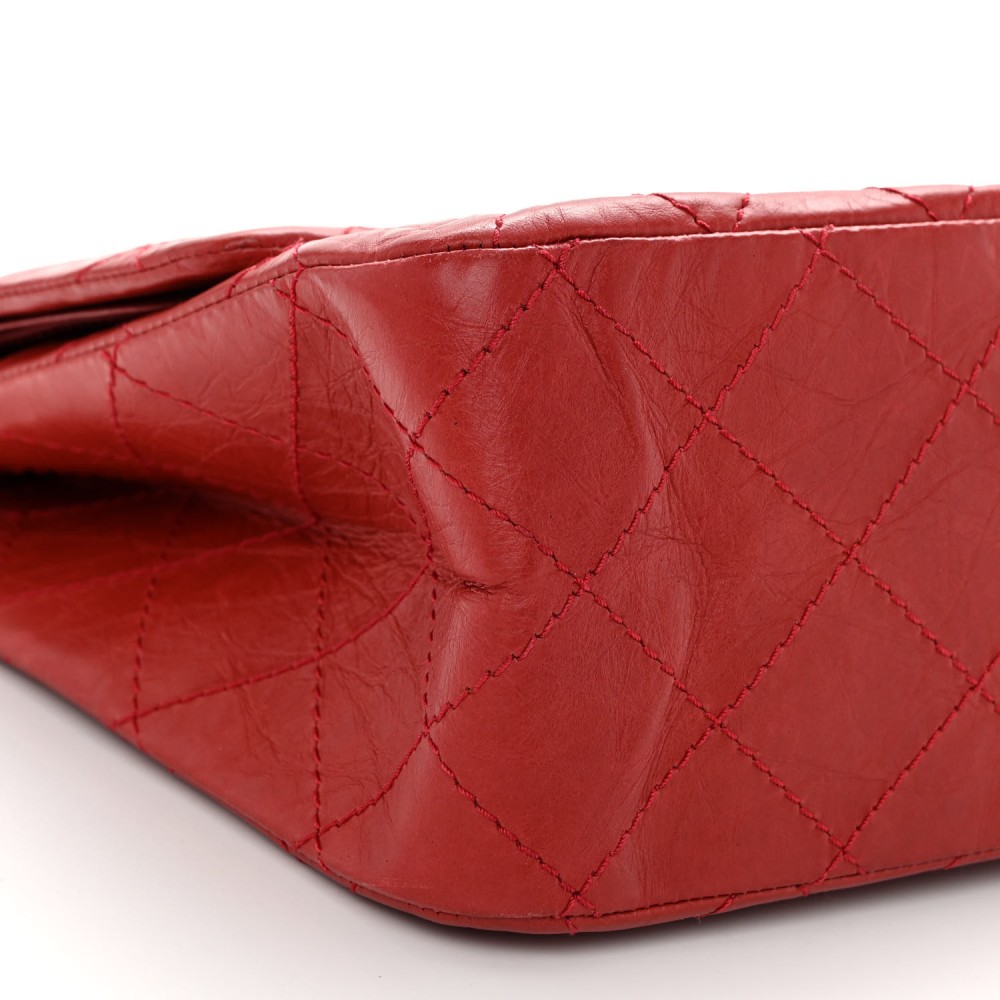 Aged Calfskin Quilted 2.55 Reissue 227 Flap Red