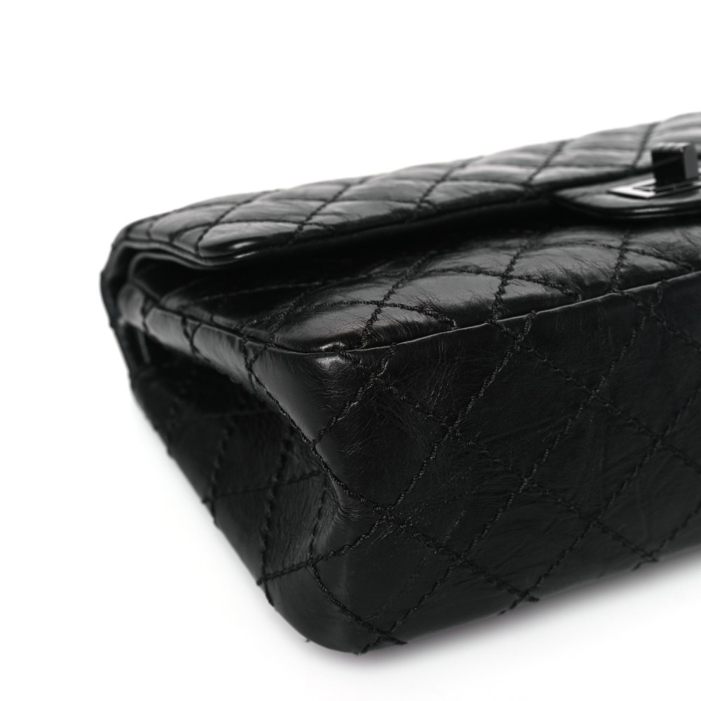 Aged Calfskin Quilted 2.55 Reissue 225 Flap So Black