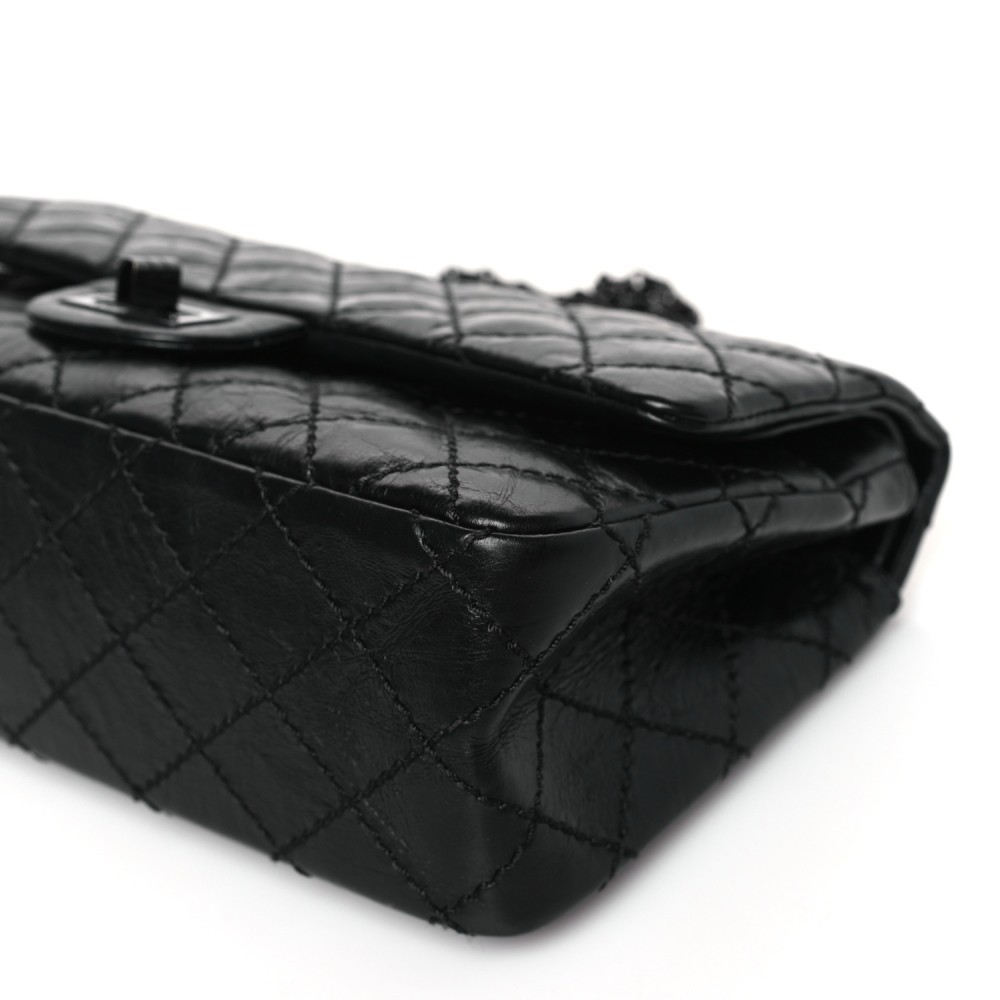 Aged Calfskin Quilted 2.55 Reissue 225 Flap So Black