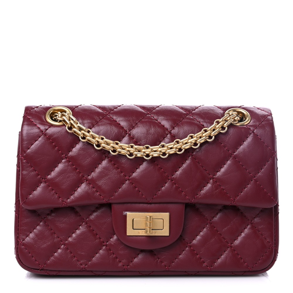 Aged Calfskin Quilted 2.55 Reissue Mini Flap Red