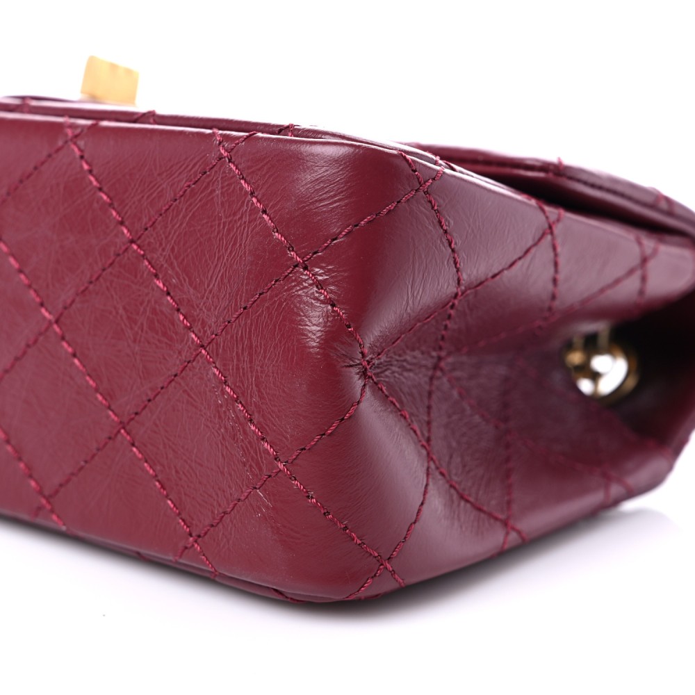 Aged Calfskin Quilted 2.55 Reissue Mini Flap Red