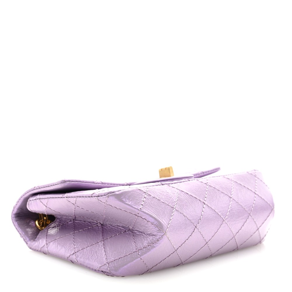 Glittered Aged Calfskin Quilted Mini 2.55 Reissue Flap Lilac