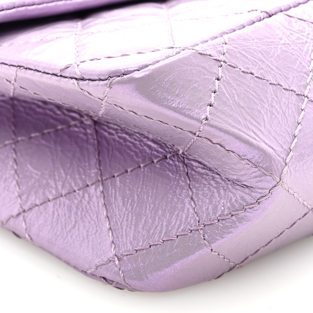 Glittered Aged Calfskin Quilted Mini 2.55 Reissue Flap Lilac