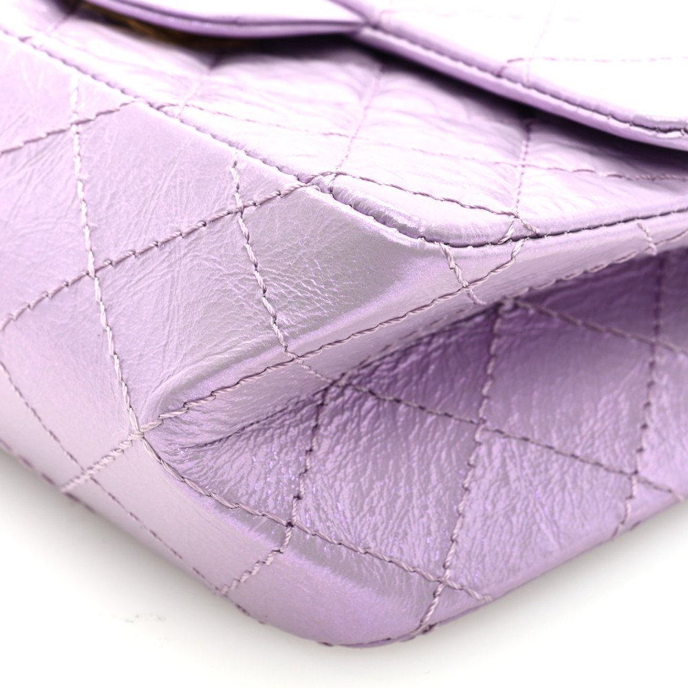 Glittered Aged Calfskin Quilted Mini 2.55 Reissue Flap Lilac