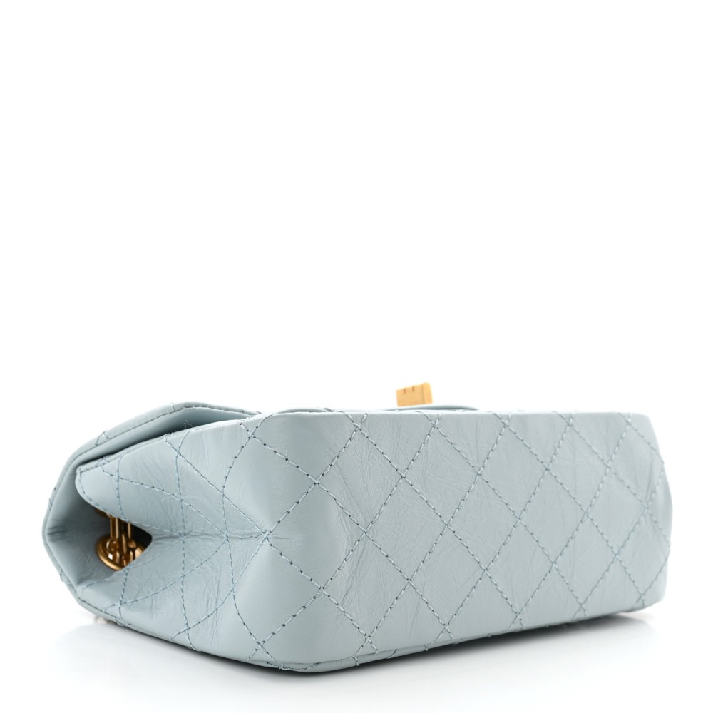 Aged Calfskin Quilted 2.55 Reissue Mini Flap Light Blue