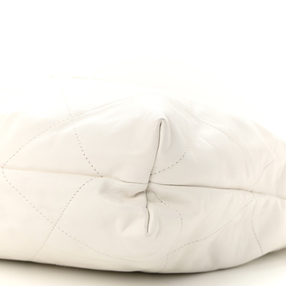 Shiny Calfskin Quilted Chanel 22 White