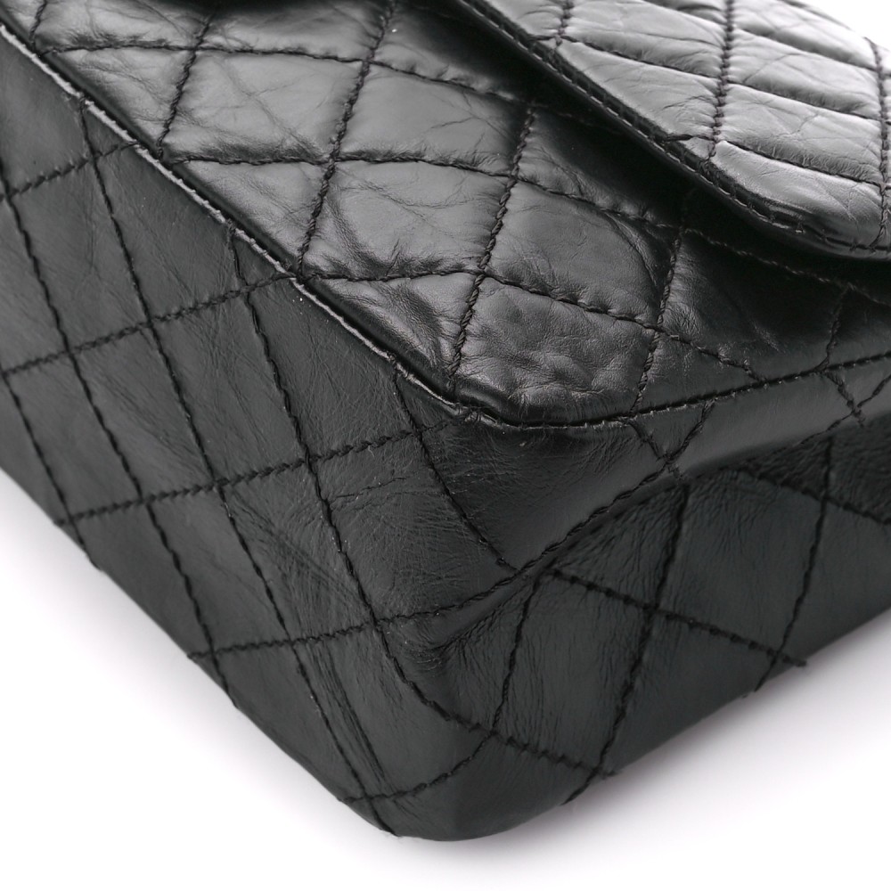 Aged Calfskin Quilted 2.55 Reissue 225 Flap Black