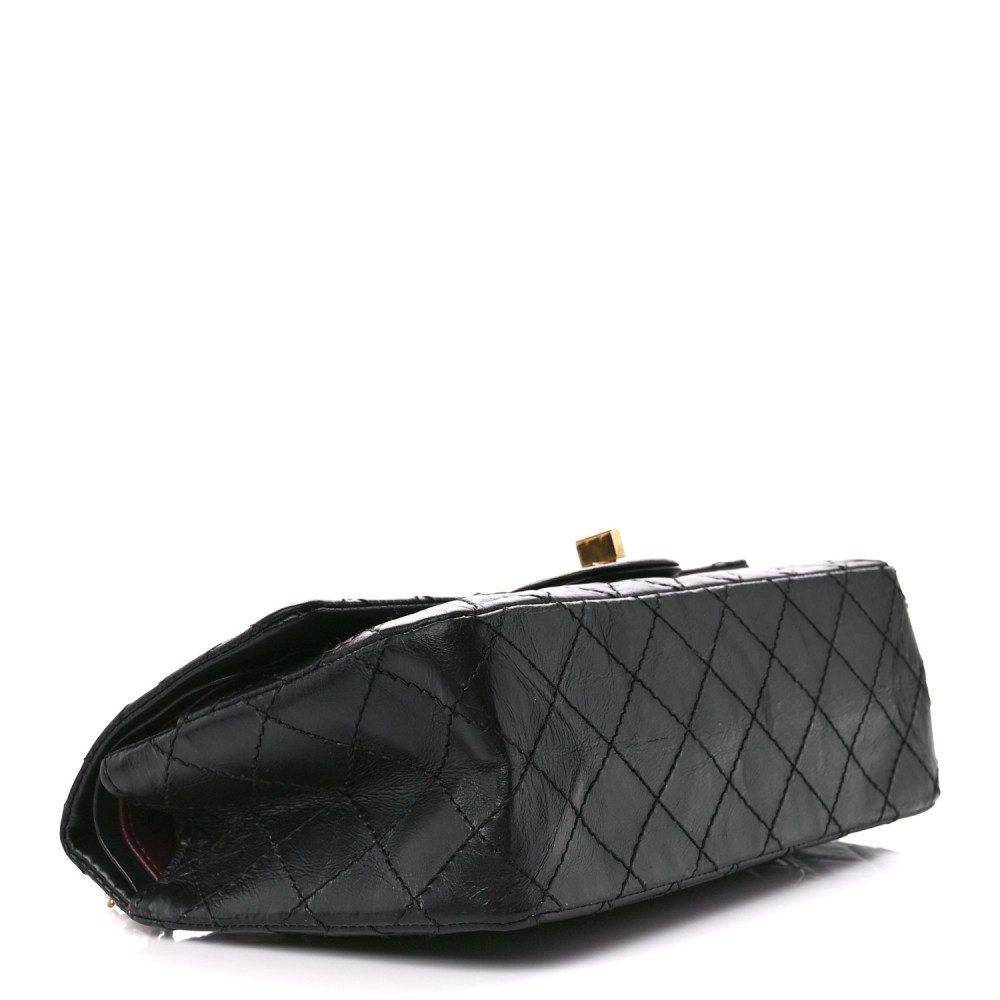 Aged Calfskin Quilted 2.55 Reissue 225 Flap Black