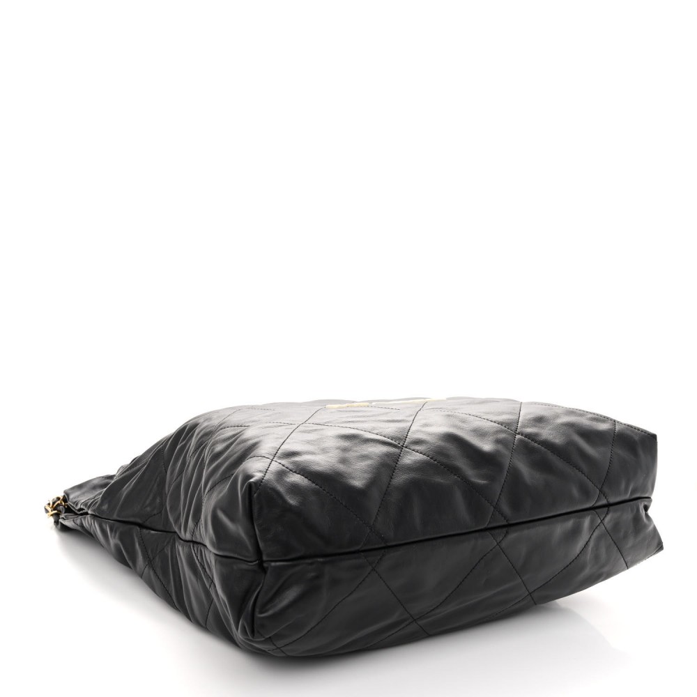 Shiny Calfskin Quilted Large Chanel 22 Black