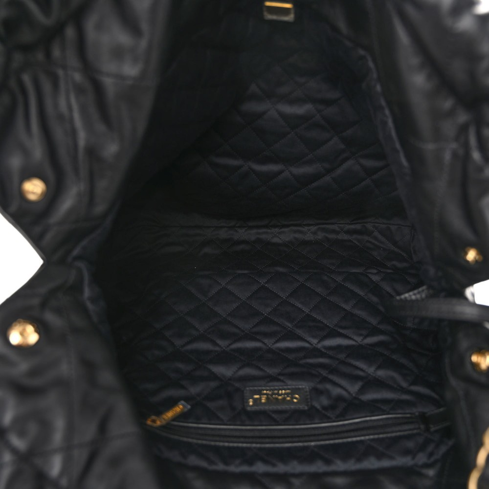 Shiny Calfskin Quilted Large Chanel 22 Black