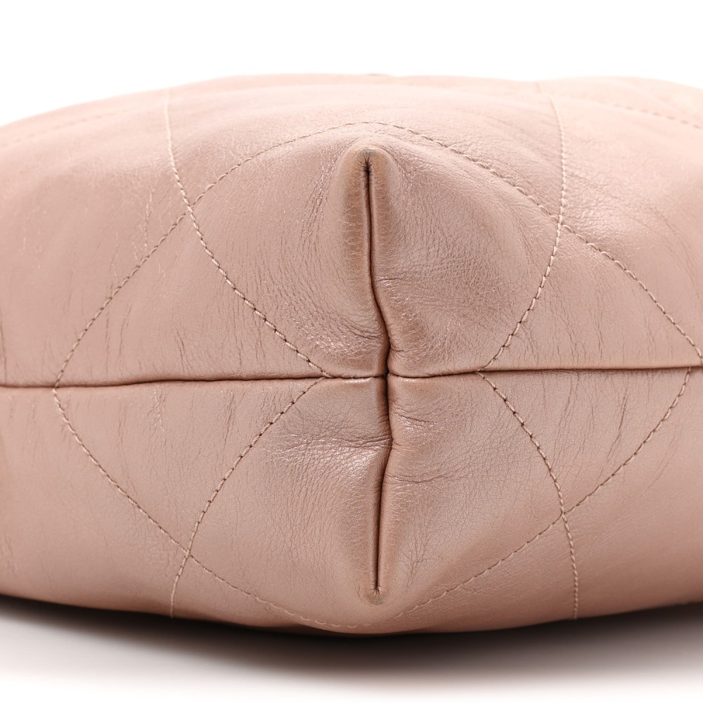 Metallic Calfskin Quilted Small Chanel 22 Pink