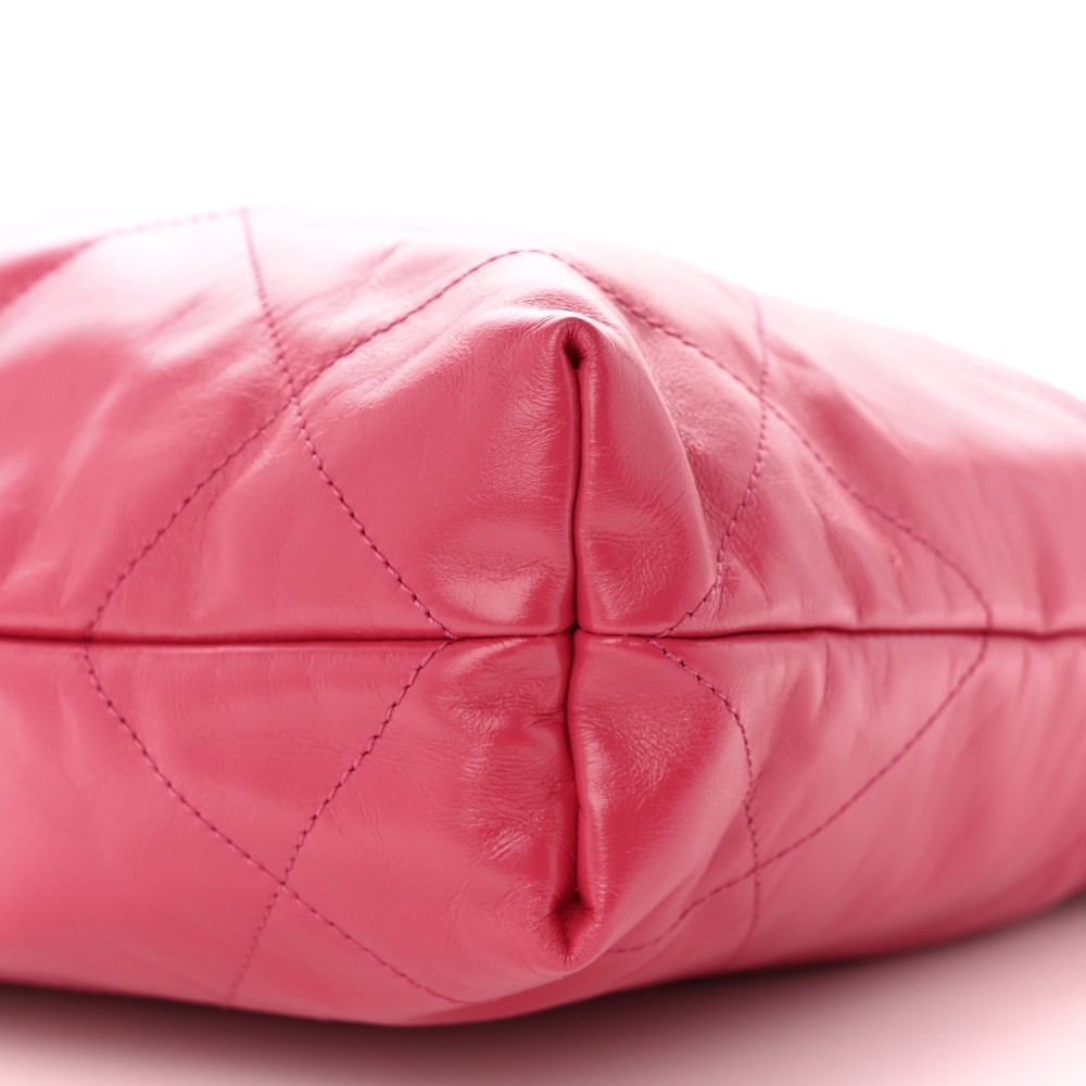 Shiny Calfskin Quilted Small Chanel 22 Fuchsia