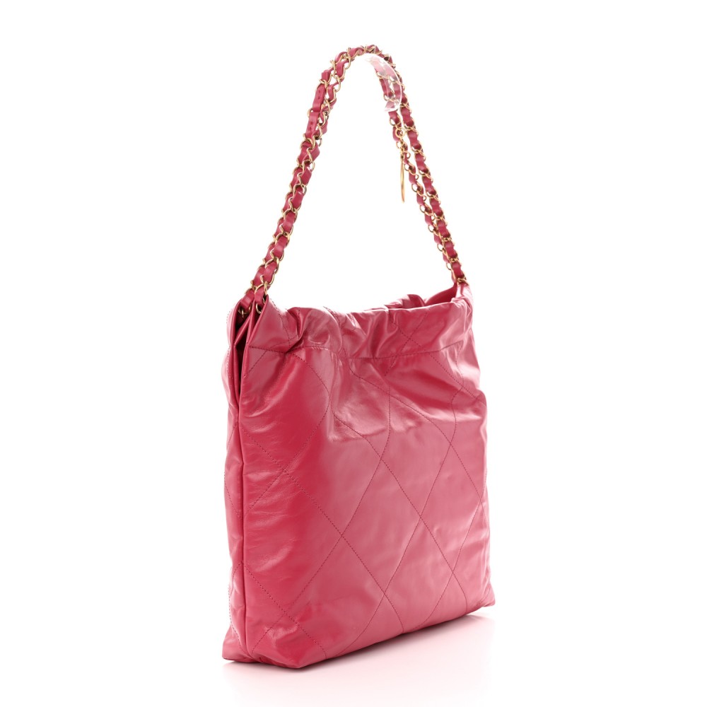 Shiny Calfskin Quilted Small Chanel 22 Fuchsia