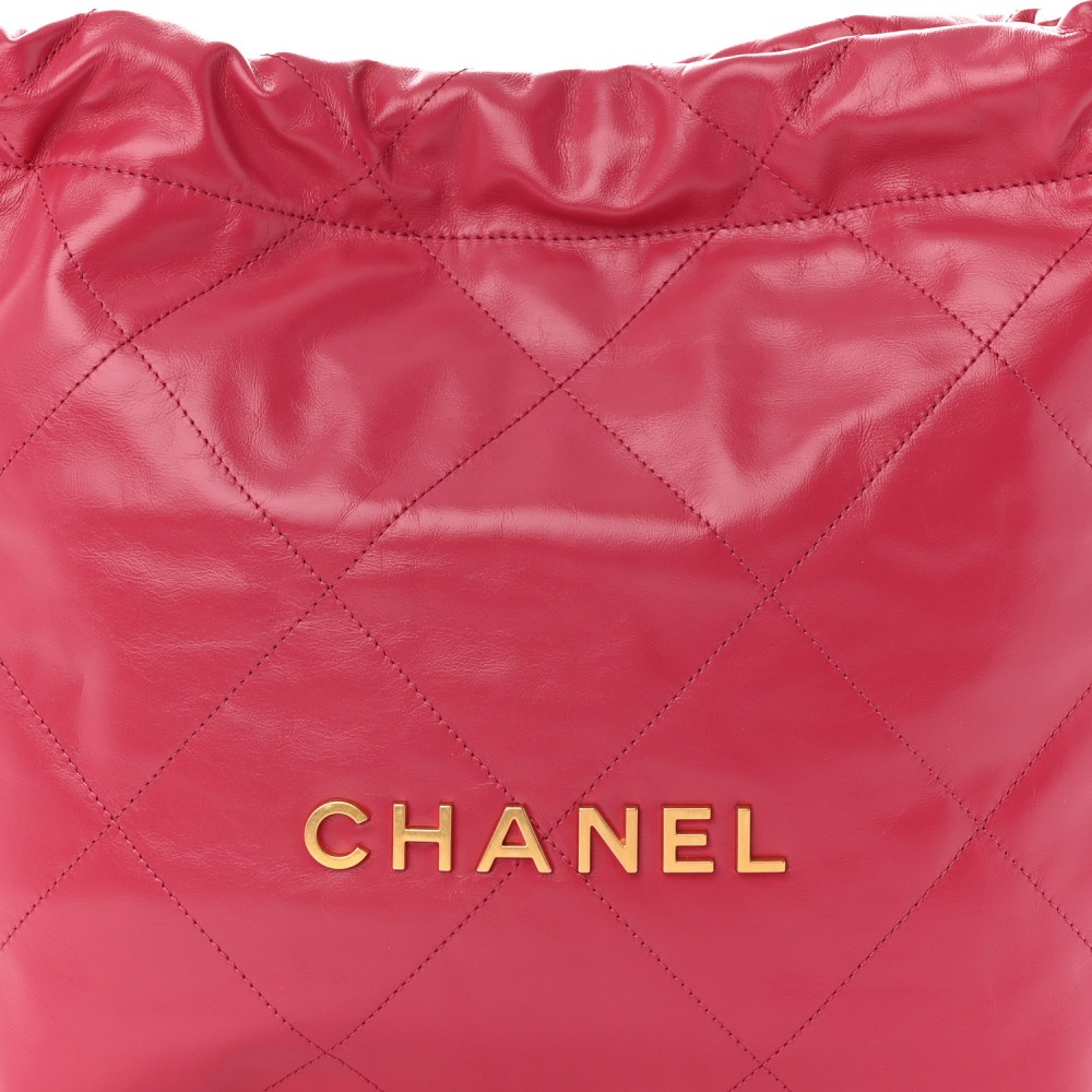 Shiny Calfskin Quilted Small Chanel 22 Fuchsia