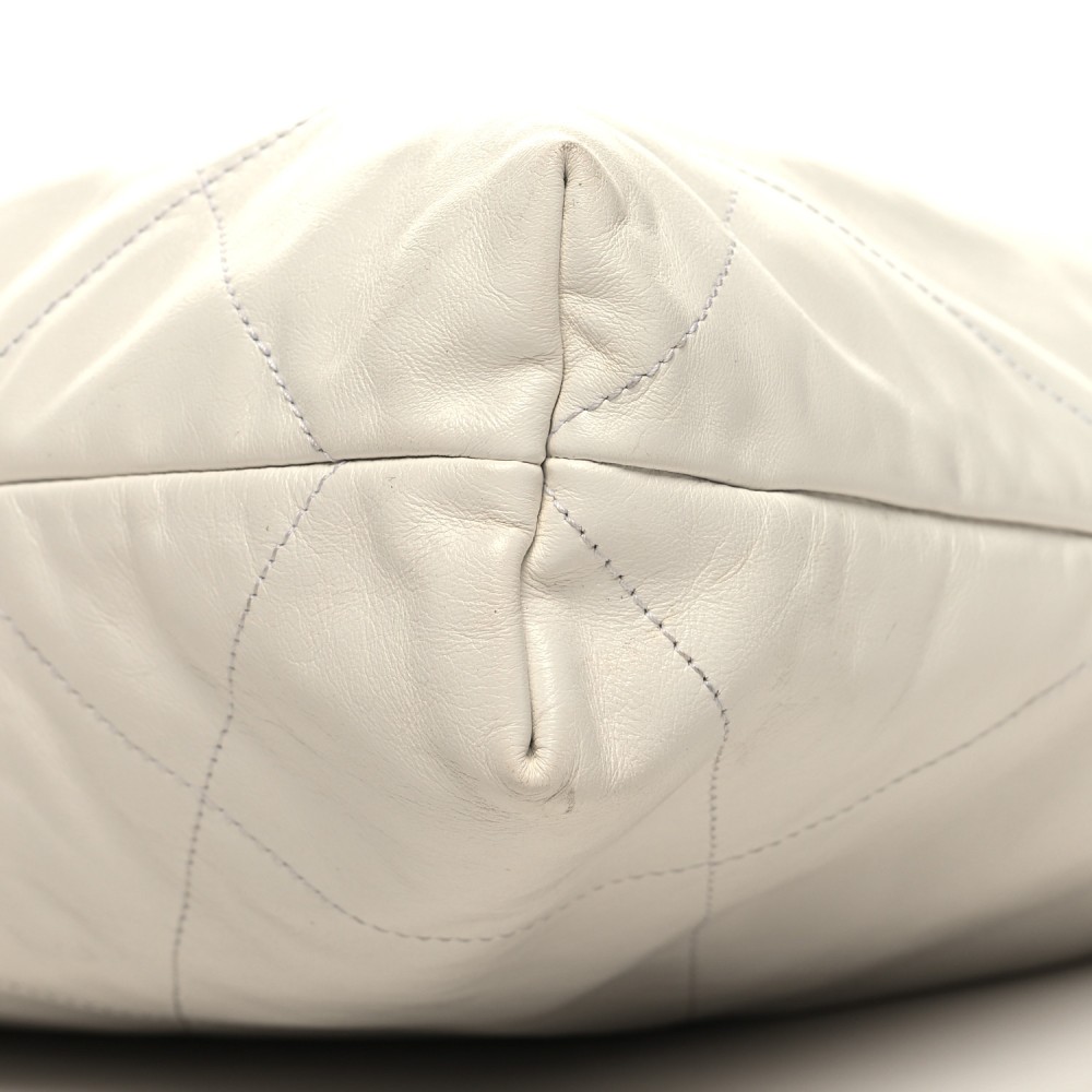 Shiny Calfskin Quilted Chanel 22 White