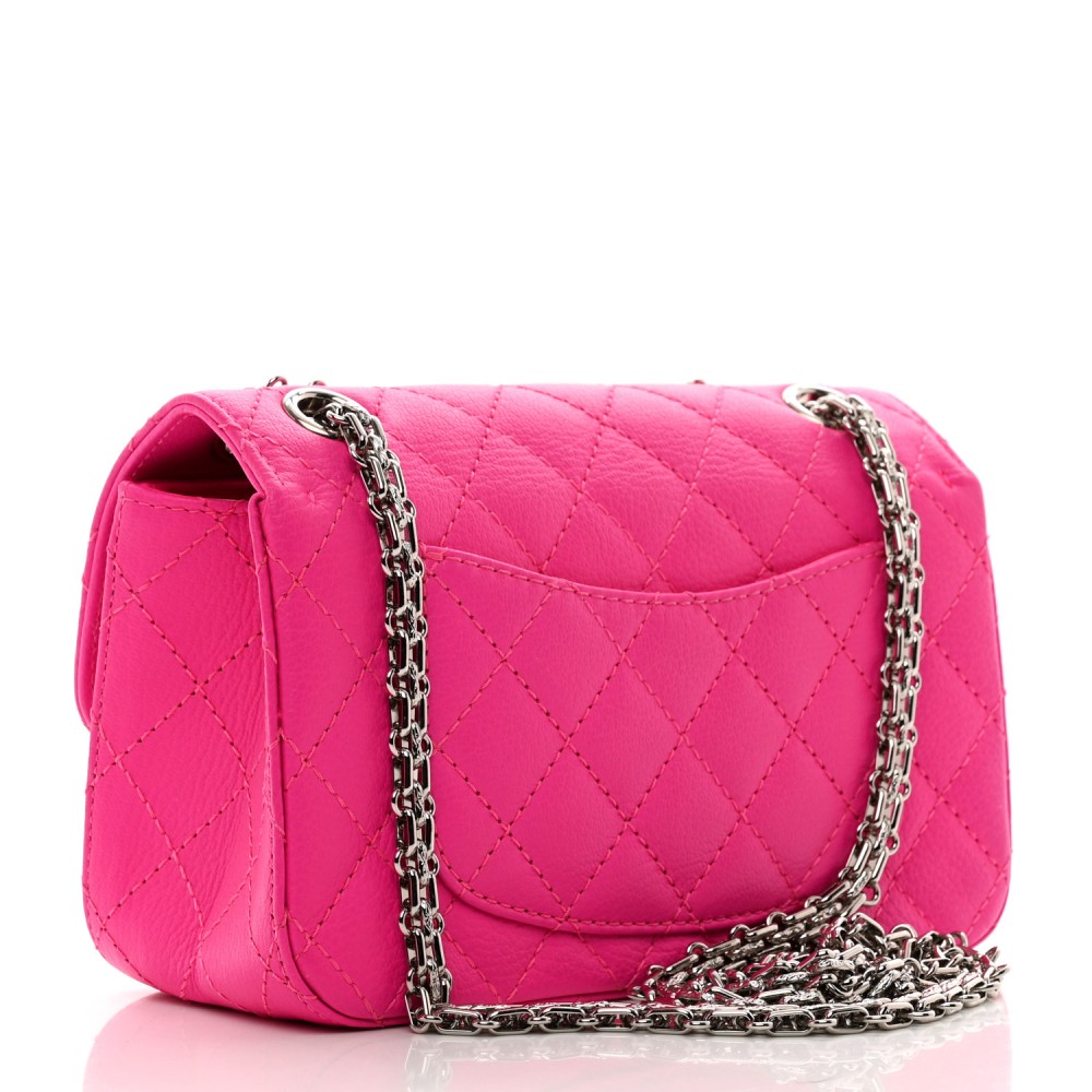 Goatskin Quilted 2.55 Reissue Mini Flap Fluorescent Pink