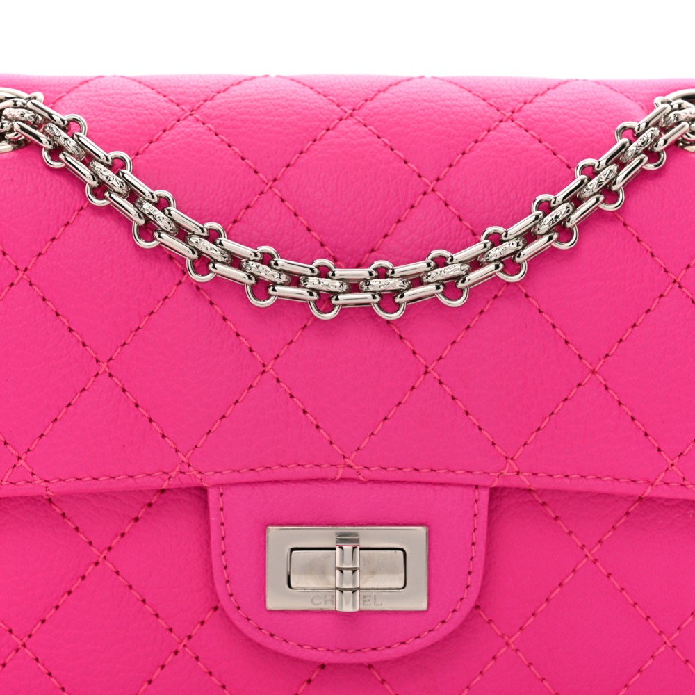 Goatskin Quilted 2.55 Reissue Mini Flap Fluorescent Pink