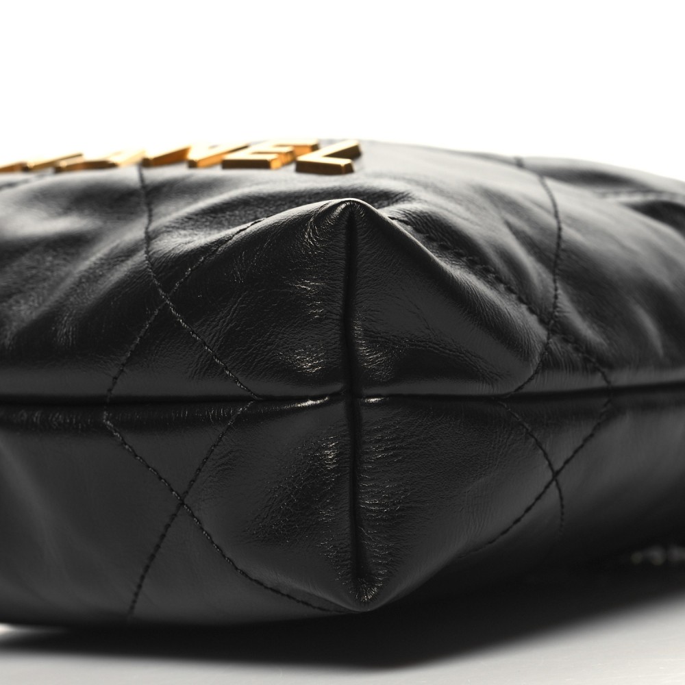 Shiny Calfskin Quilted Mini Chanel 22 Black