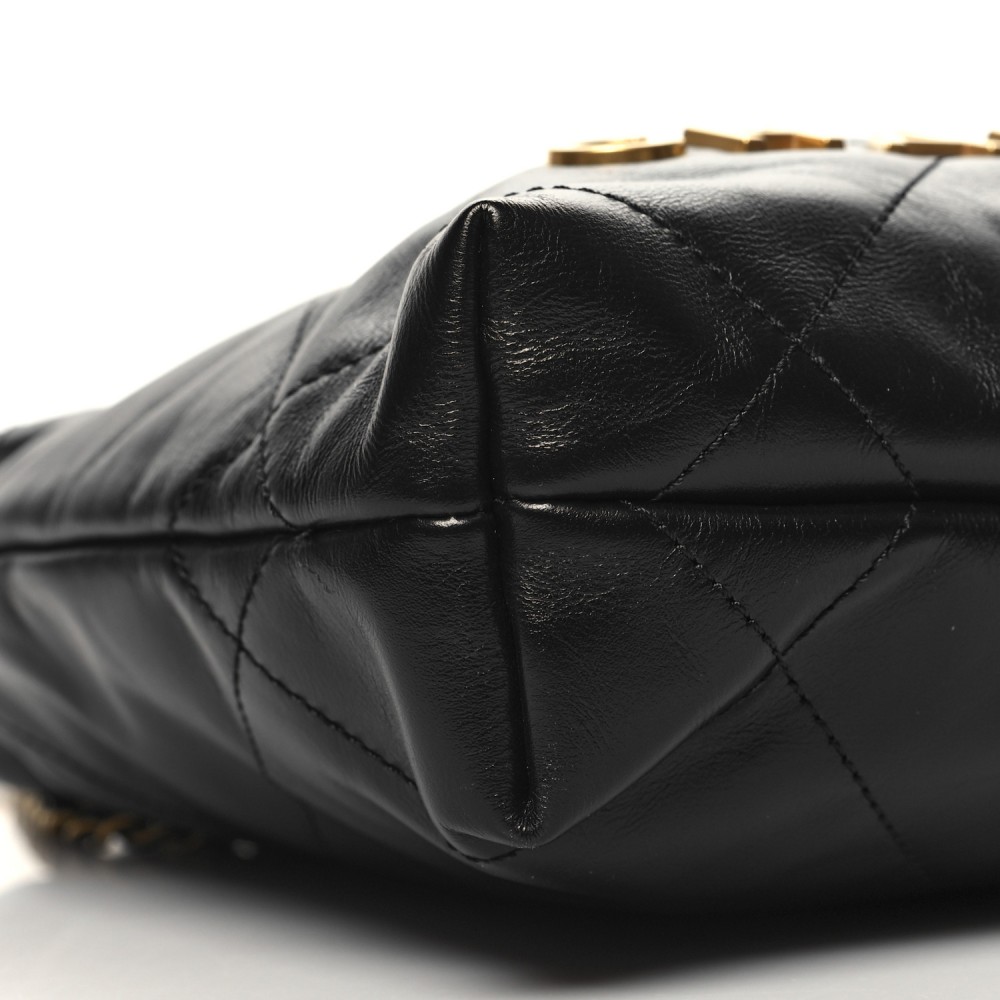 Shiny Calfskin Quilted Mini Chanel 22 Black